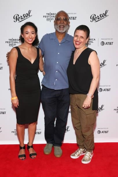 Yasmin Elayat, Joe Brewster, and Michèle Stephenson attend the Tribeca Festival Awards Night during the 2021 Tribeca Festival at Spring Studios on...
