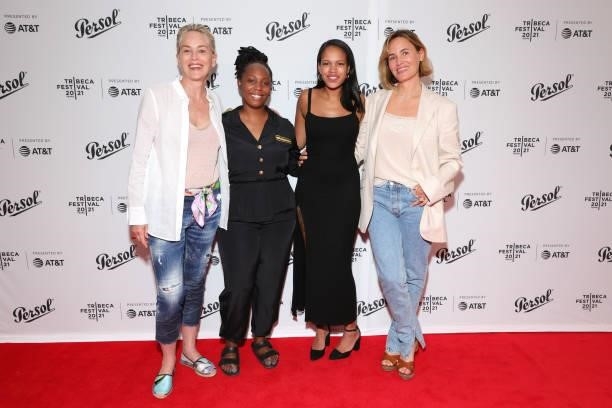Sharon Stone, Chanel James, Taylor Garron, and Judith Godrèche attend the Tribeca Festival Awards Night during the 2021 Tribeca Festival at Spring...
