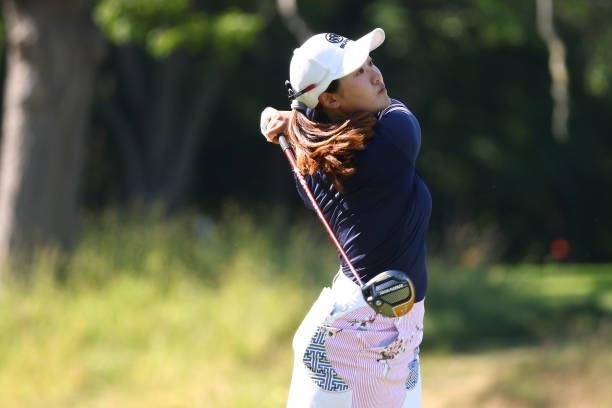 Xiyu Lin of China watches her tee shot on the eighth hole during round one of the Meijer LPGA Classic for Simply Give at Blythefield Country Club on...