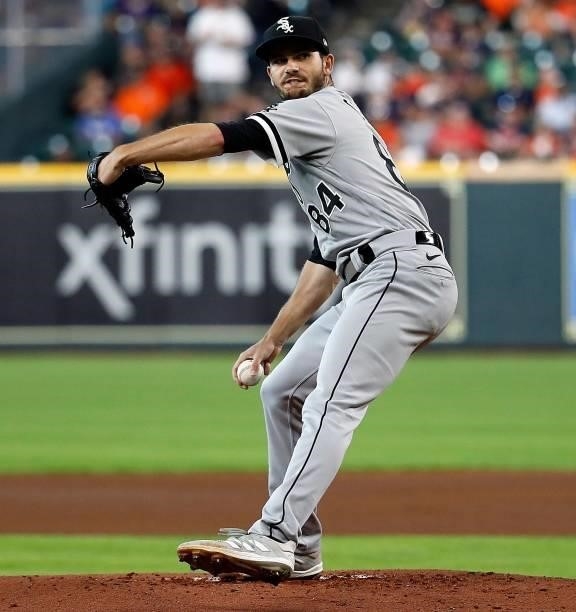 Dylan Cease of the Chicago White Sox pitches in the first inning against the Houston Astros at Minute Maid Park on June 17, 2021 in Houston, Texas.