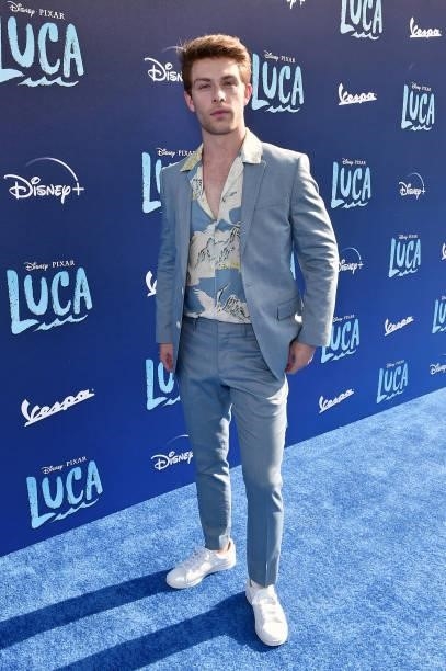 Evan Hofer arrives at the world premiere for LUCA, held at the El Capitan Theatre in Hollywood, California on June 17, 2021.