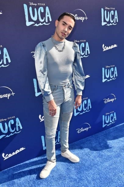 Diego Tinoco arrives at the world premiere for LUCA, held at the El Capitan Theatre in Hollywood, California on June 17, 2021.