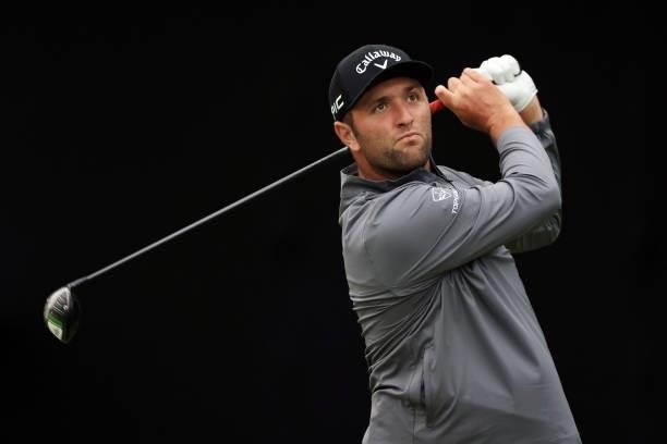 Jon Rahm of Spain plays his shot from the seventh tee during the first round of the 2021 U.S. Open at Torrey Pines Golf Course on June 17, 2021 in...