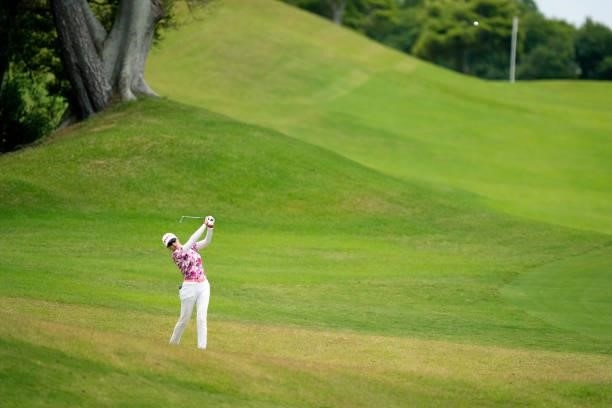 Lee of South Korea hits her second shot on the 5th hole during the first round of the Yupiteru Shizuoka Shimbun SBS Ladies at the Shizuoka Country...
