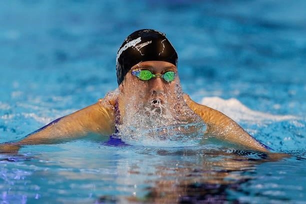 Emily Escobedo of the United States competes in a semifinal heat for the Women's 200m breaststroke during Day Five of the 2021 U.S. Olympic Team...