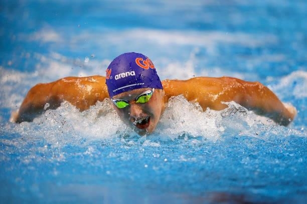 Kieran Smith of the United States competes in a semifinal heat for the Men's 200m individual medley during Day Five of the 2021 U.S. Olympic Team...