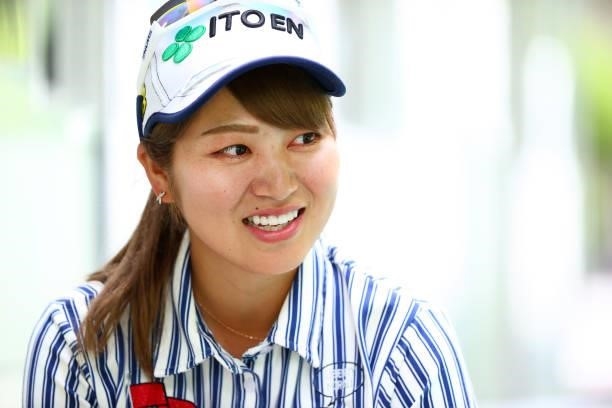 Hikari Tanabe of Japan is seen after the first round of Nichirei Ladies at Sodegaura Country Club Shinsode Course on June 18, 2021 in Chiba, Japan.