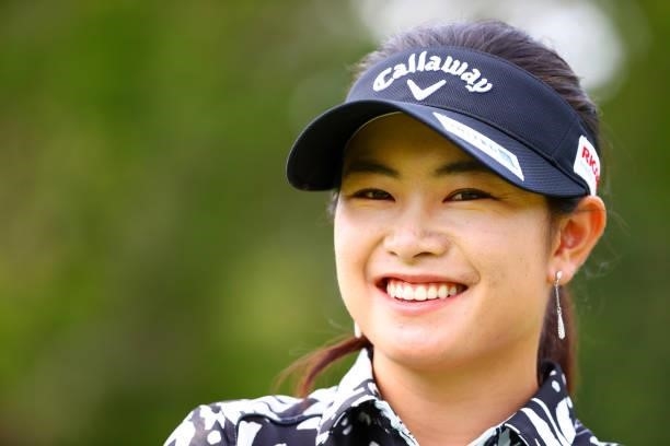 Yui Kawamoto of Japan smiles during the first round of Nichirei Ladies at Sodegaura Country Club Shinsode Course on June 18, 2021 in Chiba, Japan.
