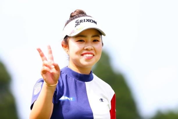 Miyuu Yamashita of Japan poses on the 18th hole during the first round of Nichirei Ladies at Sodegaura Country Club Shinsode Course on June 18, 2021...