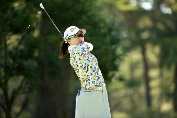 Asuka Ishikawa of Japan hits her tee shot on the 11th hole during the first round of Nichirei Ladies at Sodegaura Country Club Shinsode Course on...