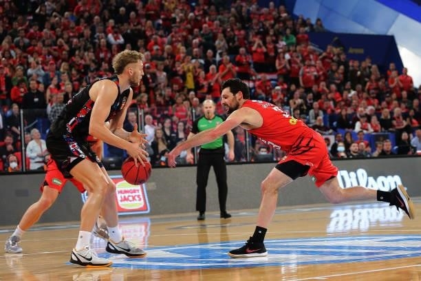 Kevin White of the Wildcats loses possession of the ball during game one of the NBL Grand Final Series between the Perth Wildcats and Melbourne...