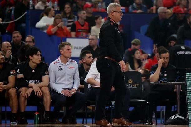 Dean Vickerman, head coach of Melbourne United looks on during game one of the NBL Grand Final Series between the Perth Wildcats and Melbourne United...