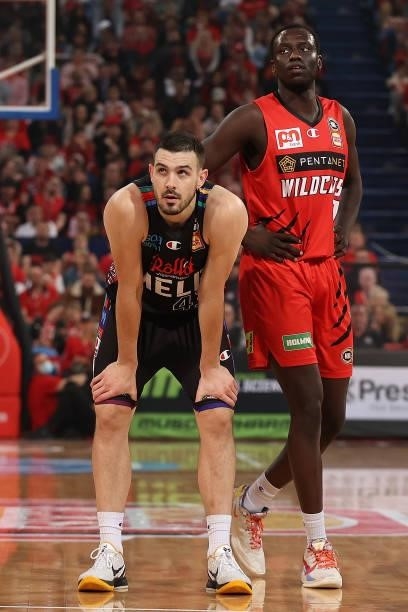 Chris Goulding of Melbourne United looks on during game one of the NBL Grand Final Series between the Perth Wildcats and Melbourne United at RAC...