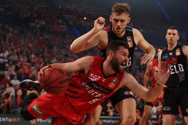 Mitchell Norton of the Wildcats in action during game one of the NBL Grand Final Series between the Perth Wildcats and Melbourne United at RAC Arena,...