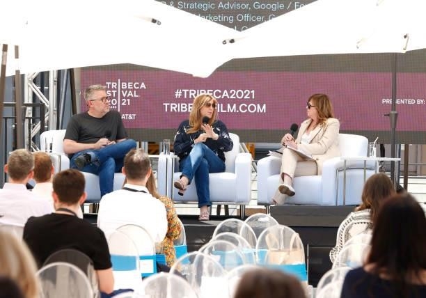 Google Creative Lab Founder, Andy Berndt, CMO of Google, Lorraine Twohill and co-founder, CEO, and executive chair of Tribeca Enterprises, Jane...