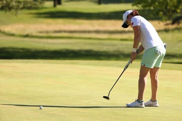 Leona Maguire of Ireland putts on the third green during round two of the Meijer LPGA Classic for Simply Give at Blythefield Country Club on June 17,...