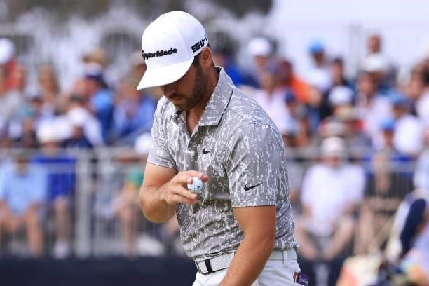 Matthew Wolff of the United States waves on the 13th green during the second round of the 2021 U.S. Open at Torrey Pines Golf Course on June 18, 2021...