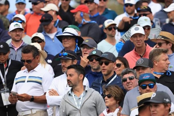 Gallery of fans watch play on the 13th hole during the second round of the 2021 U.S. Open at Torrey Pines Golf Course on June 18, 2021 in San Diego,...