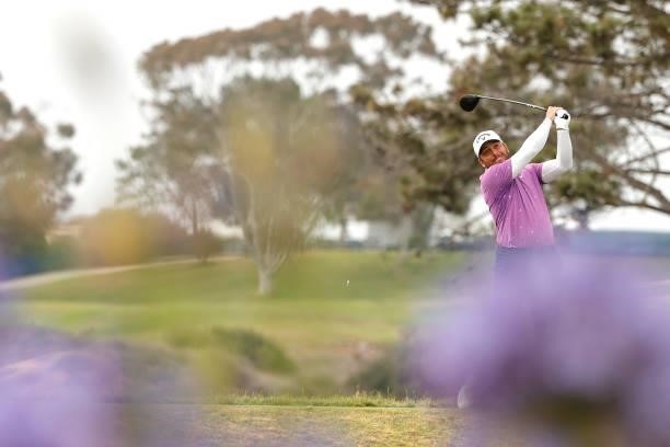Francesco Molinari of Italy plays his shot from the fifth tee during the second round of the 2021 U.S. Open at Torrey Pines Golf Course on June 18,...