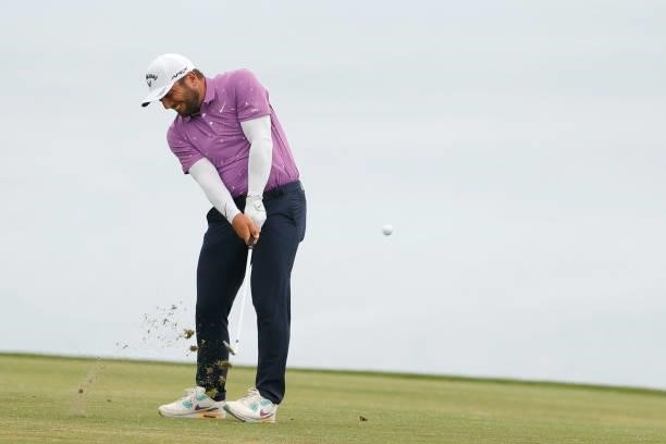 Francesco Molinari of Italy plays a second shot on the fourth hole during the second round of the 2021 U.S. Open at Torrey Pines Golf Course on June...