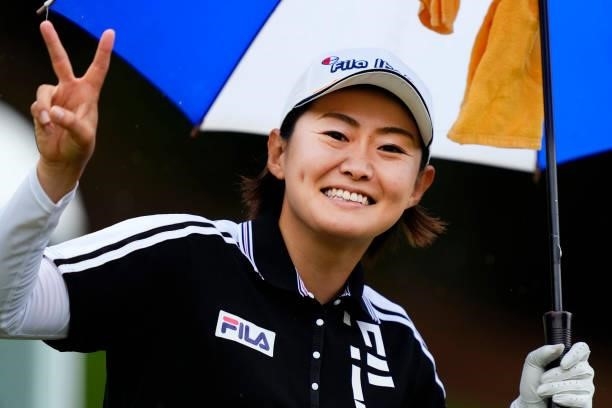 Yukiko Nishiki of Japan poses on the 2nd hole during the second round of the Yupiteru Shizuoka Shimbun SBS Ladies at the Shizuoka Country Hamaoka...