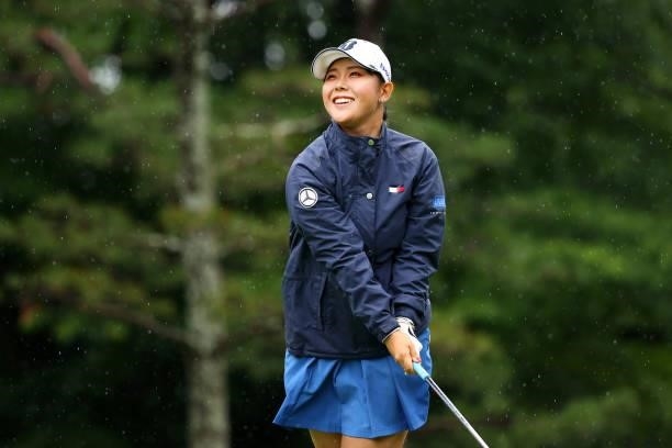 Yuri Yoshida of Japan reacts after her tee shot on the 6th hole during the second round of Nichirei Ladies at Sodegaura Country Club Shinsode Course...