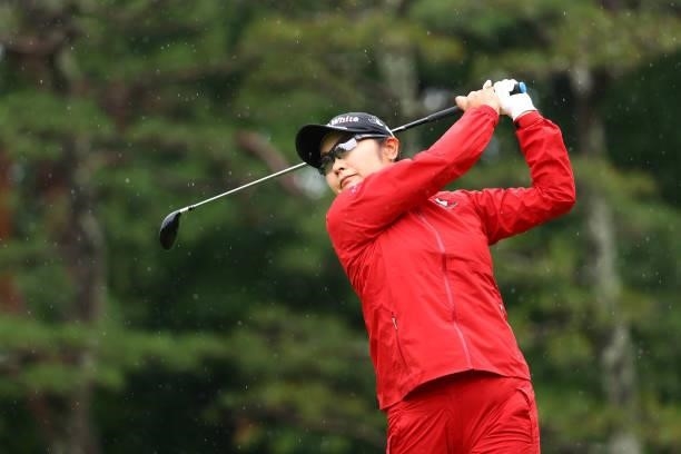 Saiki Fujita of Japan hits her tee shot on the 6th hole during the second round of Nichirei Ladies at Sodegaura Country Club Shinsode Course on June...