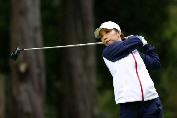 Erika Kikuchi of Japan hits her tee shot on the 7th hole during the second round of Nichirei Ladies at Sodegaura Country Club Shinsode Course on June...