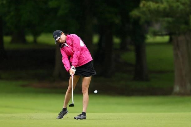 Fumie Tsune of Japan hits her second shot on the 7th hole during the second round of Nichirei Ladies at Sodegaura Country Club Shinsode Course on...