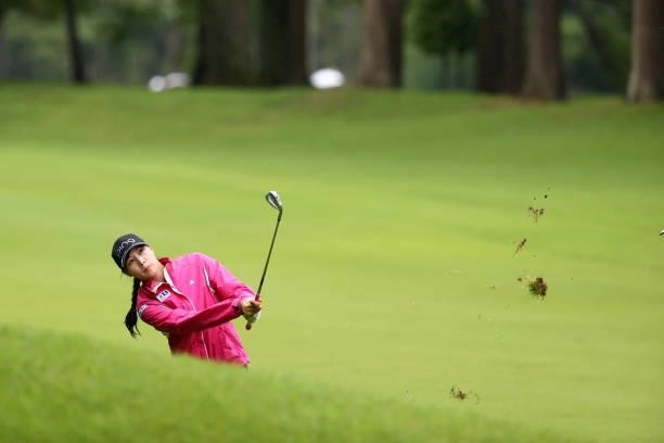 Fumie Tsune of Japan hits her third shot on the 7th hole during the second round of Nichirei Ladies at Sodegaura Country Club Shinsode Course on June...
