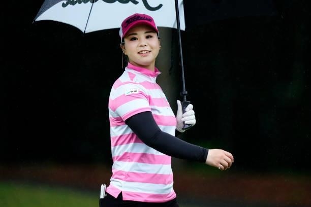 Yoko Ishikawa of Japan smiles on the 5th hole during the second round of the Yupiteru Shizuoka Shimbun SBS Ladies at the Shizuoka Country Hamaoka...