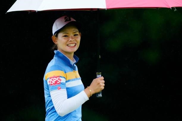 Ayame Morii of Japan smiles on the 5th hole during the second round of the Yupiteru Shizuoka Shimbun SBS Ladies at the Shizuoka Country Hamaoka...