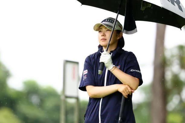 Rie Tsuji of Japan is seen on the 8th tee during the second round of Nichirei Ladies at Sodegaura Country Club Shinsode Course on June 19, 2021 in...