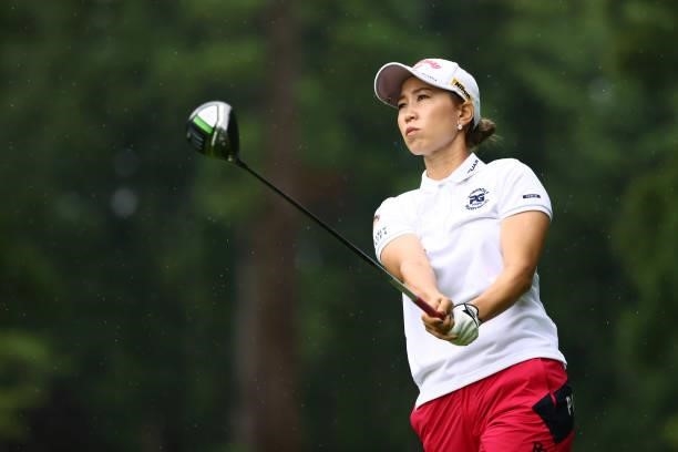 Momoko Ueda of Japan hits her tee shot on the 8th hole during the second round of Nichirei Ladies at Sodegaura Country Club Shinsode Course on June...