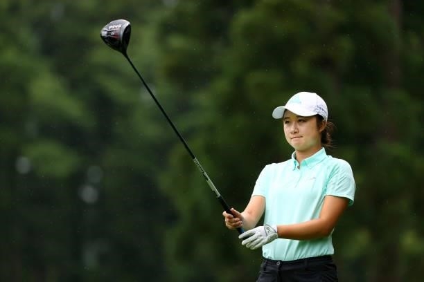 Haruka Morita of Japan is seen before her tee shot on the 8th hole during the second round of Nichirei Ladies at Sodegaura Country Club Shinsode...