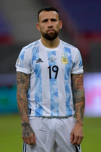 Nicolas Otamendi of Argentina looks on prior to a group A match between Argentina and Chile as part of Conmebol Copa America Brazil 2021 at Mane...