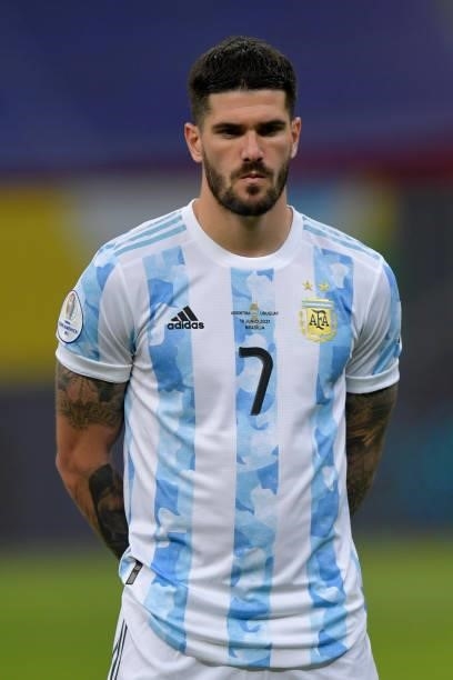 Rodrigo De Paul of Argentina looks on prior to a group A match between Argentina and Chile as part of Conmebol Copa America Brazil 2021 at Mane...