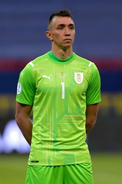 Fernando Muslera of Uruguay looks on prior to a group A match between Argentina and Chile as part of Conmebol Copa America Brazil 2021 at Mane...