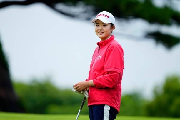 Simin Feng of China smiles on the 5th tee during the second round of the Yupiteru Shizuoka Shimbun SBS Ladies at the Shizuoka Country Hamaoka Course...