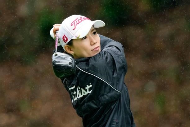 Nozomi Inoue of Japan hits her tee shot on the 1st hole during the second round of the Yupiteru Shizuoka Shimbun SBS Ladies at the Shizuoka Country...