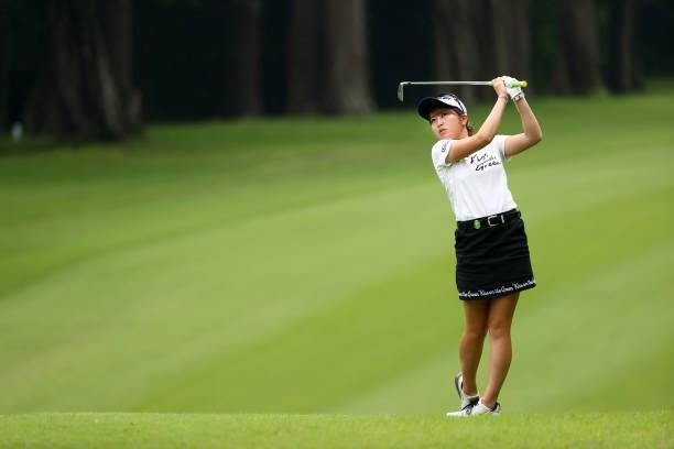 Hikari Tanabe of Japan hits her second shot on the 13th hole during the second round of Nichirei Ladies at Sodegaura Country Club Shinsode Course on...