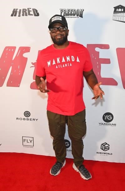 Terrell Simpson attends CollabCrib & RobiiiWorld Studios “H!RED” private red carpet screening at Landmark’s Midtown Art Cinema on June 18, 2021 in...