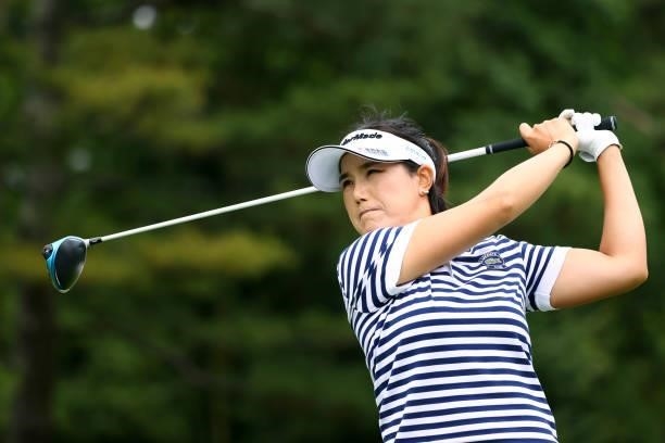 Mi-jeong Jeon of South Korea hits her tee shot on the 16th hole during the second round of Nichirei Ladies at Sodegaura Country Club Shinsode Course...