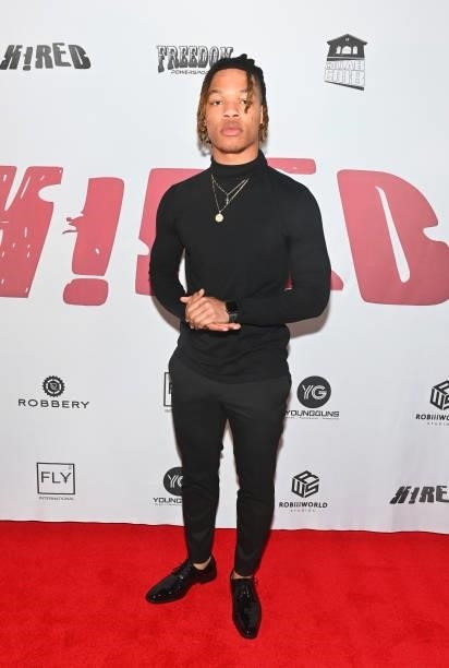 Jiron Griffin attends CollabCrib & RobiiiWorld Studios “H!RED” private red carpet screening at Landmark’s Midtown Art Cinema on June 18, 2021 in...