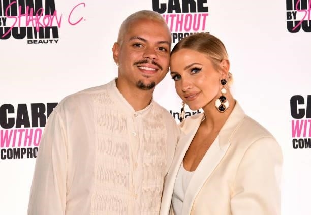Evan Ross and Ashlee Simpson attend UOMA Pride Month and Juneteenth Celebration launch event at Hyde Sunset Kitchen + Cocktails on June 18, 2021 in...