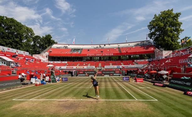 General view at Steffi Graf Stadion in the women's singles semifinal match between Alize Cornet of France and Belinda Bencic of Switzerland during...
