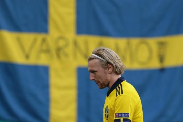 Emil Forsberg of Sweden in action during the UEFA Euro 2020 Championship Group E match between Sweden and Slovakia at Saint Petersburg Stadium on...