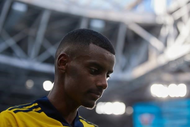 Alexander Isak of Sweden in action during the UEFA Euro 2020 Championship Group E match between Sweden and Slovakia at Saint Petersburg Stadium on...