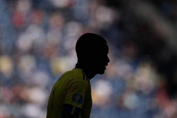 Alexander Isak of Sweden in action during the UEFA Euro 2020 Championship Group E match between Sweden and Slovakia at Saint Petersburg Stadium on...