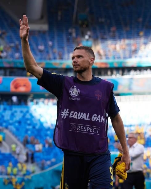 Marcus Berg of Sweden leaves the pitch after the UEFA Euro 2020 Championship Group E match between Sweden and Slovakia at Saint Petersburg Stadium on...